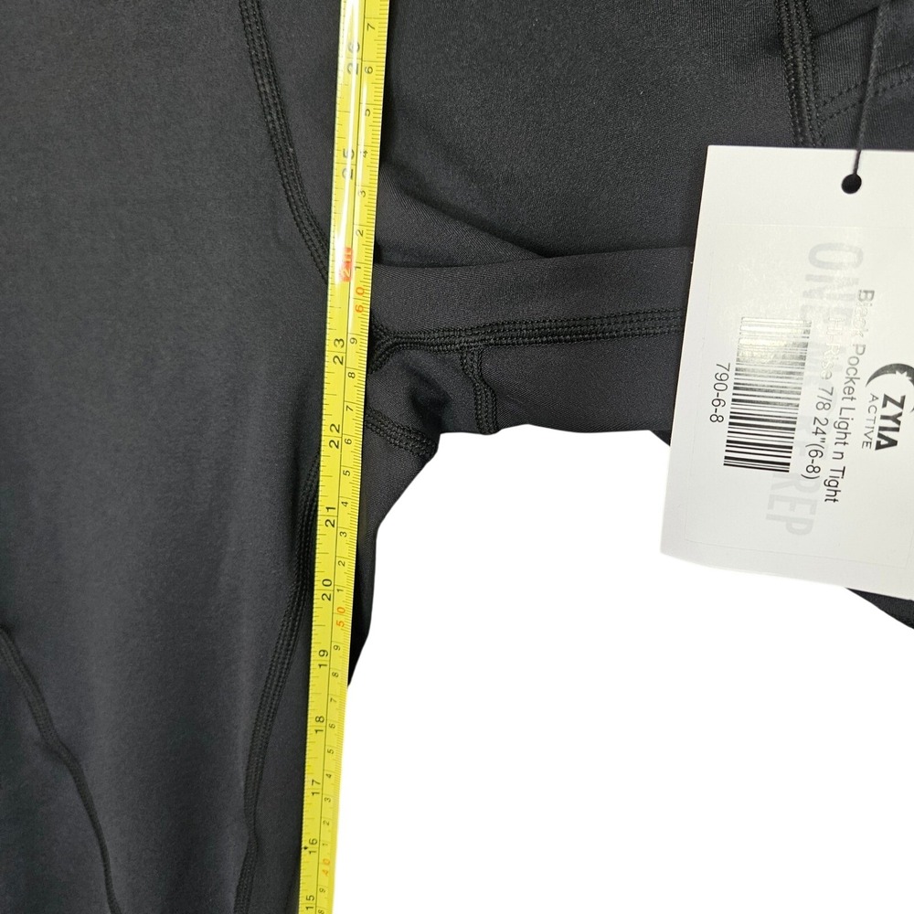Zyia Active Black Pocket Light n Tight Hi-Rise 7/8 Leggings 24 Inch Size 6-8 NEW - Picture 2 of 4